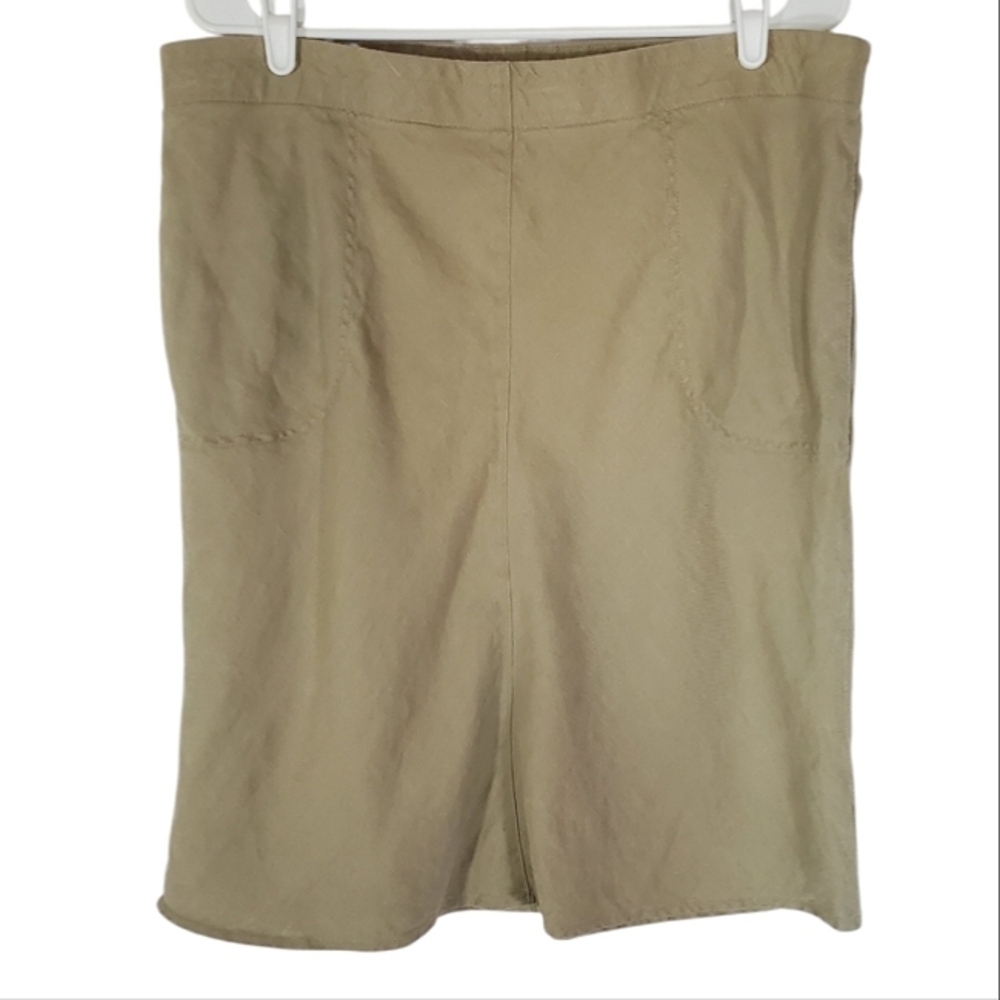 1437 * J. Jill 100% Linen Mini Skirt Olive Green Size S